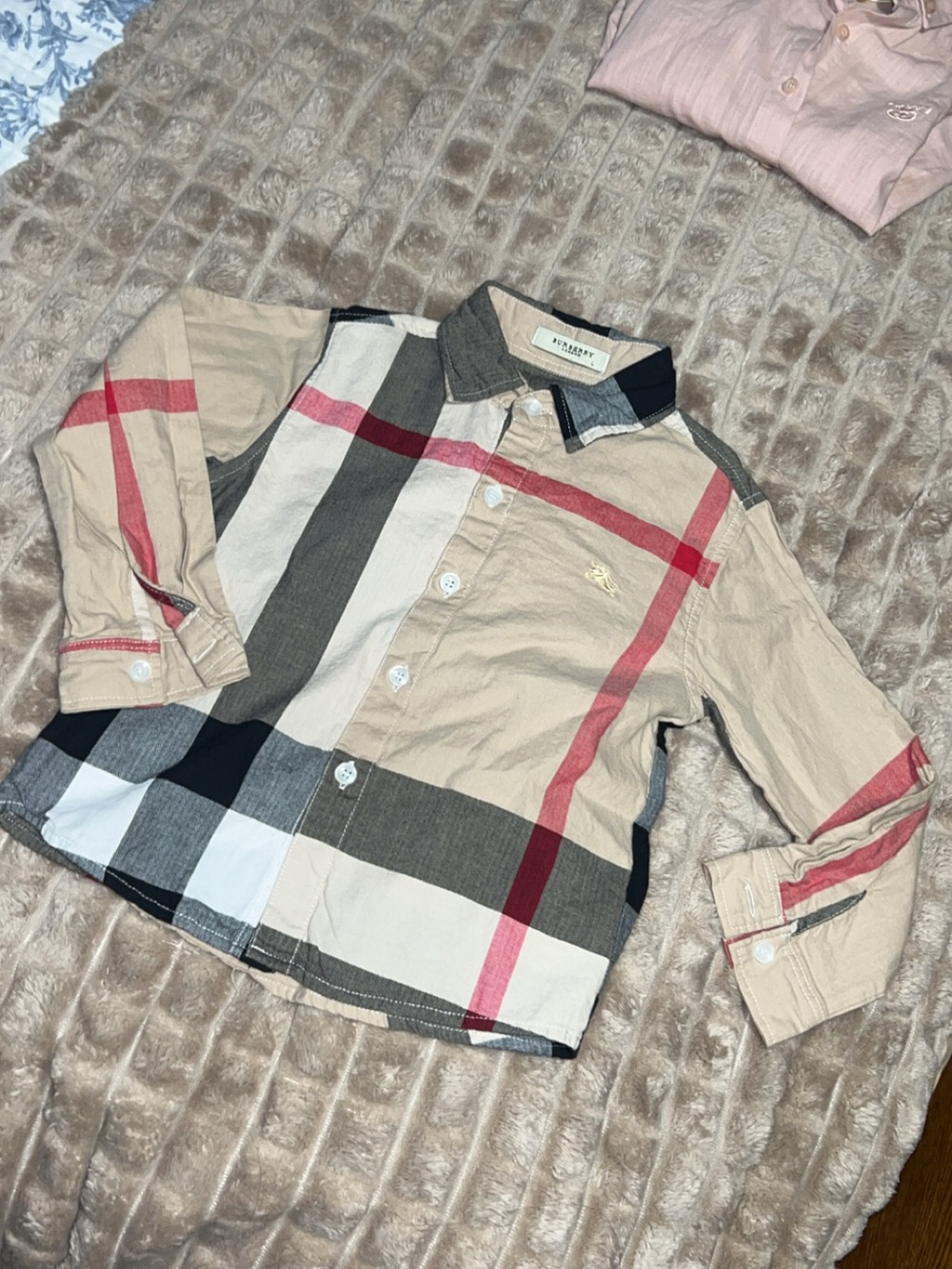 Burberry Kids Beige, Black & Red Plaid Button-Down Shirt